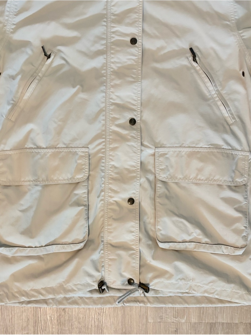 Eddie Bauer WeatherEdge Rain Jacket Womens S Hooded Utility Coat Beige Full Zip - Picture 5 of 11